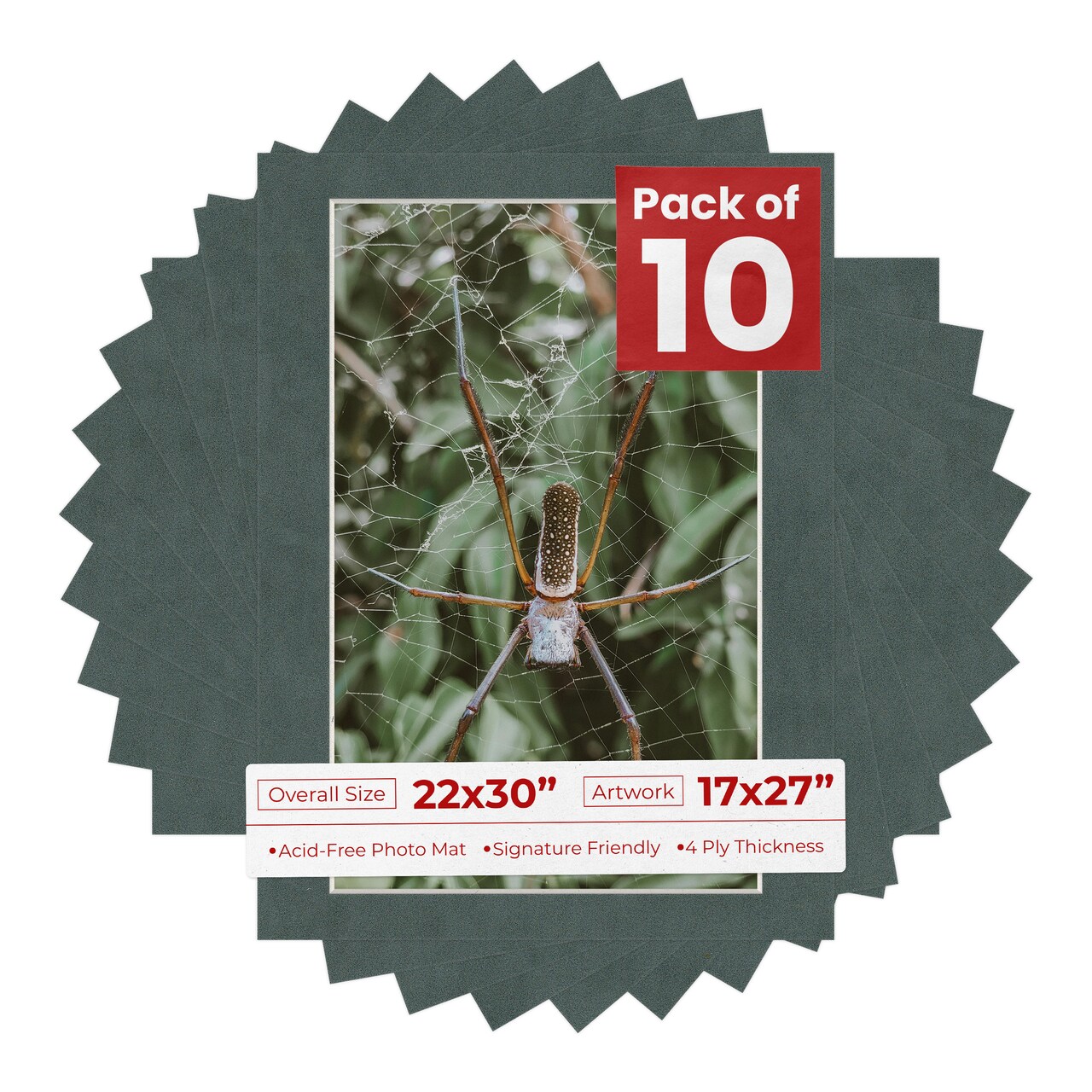 Dark Grey Suede Mat Board for 22x30 Frames - Fits 17x27 Photos